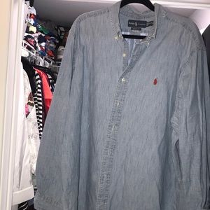 Ralph Lauren Polo cotton denim dress shirt XXL